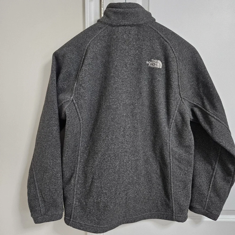 The North Face Mens Gray Full Zip Fleece Jacket Size Medium Pockets Logo Outdoor